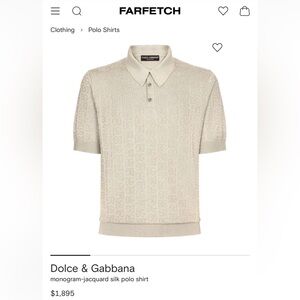 Dolce & Gabbana Cream Monogram Jacquard Polo
